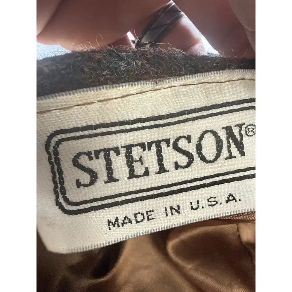 Stetson USA Wool Tweed Newsboy Ivy Driver Flat Cap Brown Fleck Size Large Hat
